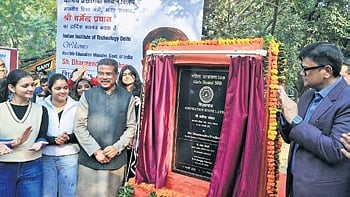 Minister Dharmendra Pradhan at the foundation-laying ceremony. 