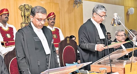 Prior to the ceremony, Registrar General Parthasarathi read out the appointment orders issued by President Droupadi Murmu.
