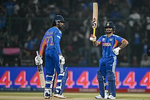 Ishan Kishan celebrates his fifty