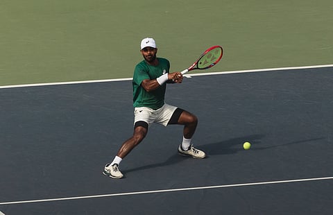 Sumit Nagal in action