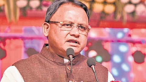 CM Mohan Charan Majhi addressing the event in Nabarangpur on Friday