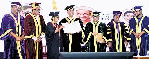 Governor Rajendra Arlekar handing out certificates during the convocation ceremony at the SGOU on Friday