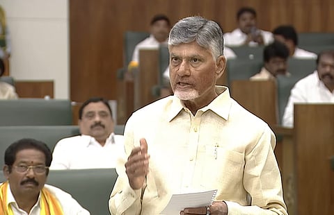 CM Nara Chandrababu Naidu during the assembly session on Friday.