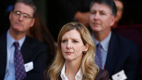 White House counsel Kathryn Ruemmler listens as President Barack Obama speaks at an installation ceremony for FBI Director James Comey at FBI Headquarters, in Washington, Oct. 28, 2013.