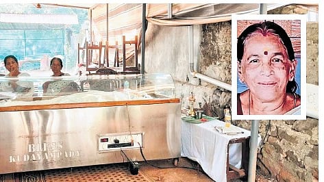 Mortal remains of Omana (inset) placed at the madrasa hall in Kumaranalloor