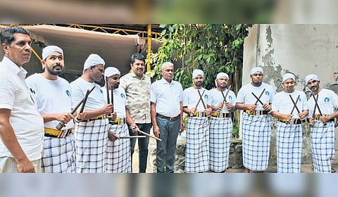 The 12-member blind kolkali team of Malappuram’s Ability Foundation for the Disabled.