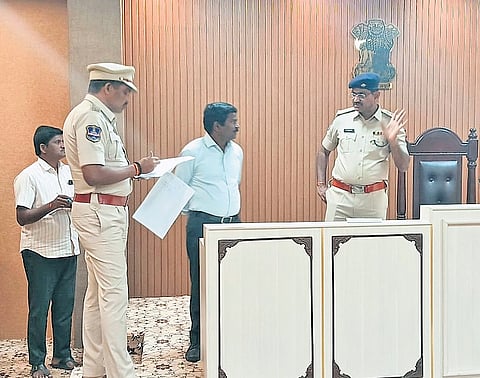 Police officials on Sunday making arrangments for the Nizamabad Municipal Corporation mayor election scheduled to be held on Monday