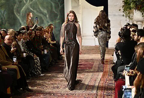 Model Gigi Hadid walks the runway during the Ralph Lauren Fall/Winter 2026 fashion show as part of New York Fashion Week.