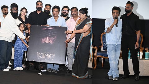 Shivarajkumar and Yogi during the unveiling of King's first look poster