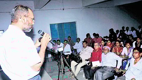 Dr Sunil at a cancer awareness camp at Dehri-on-Sone in Rojtas district.