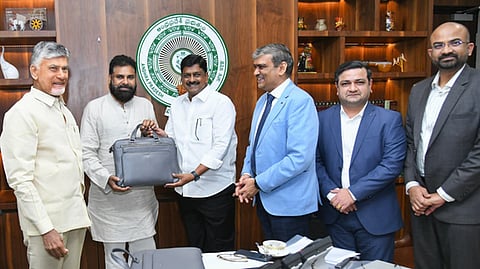 Finance minister Payyavula Keshav met CM Nara Chandrababu Naidu and deputy CM Pawan Kalyan with budget papers, ahead of the introduction of the budget.