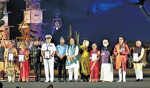 Union Defence Minister Rajnath Singh, while participating in the Maha Shivarathri celebrations at the Isha Yoga Centre in Coimbatore.