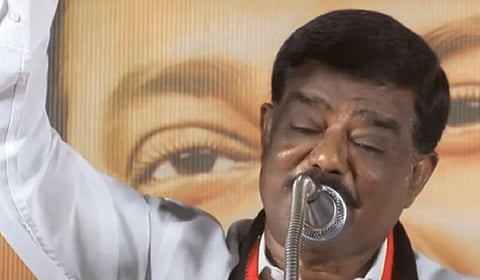 DMK stage speaker Shivaji Krishnamurthy.