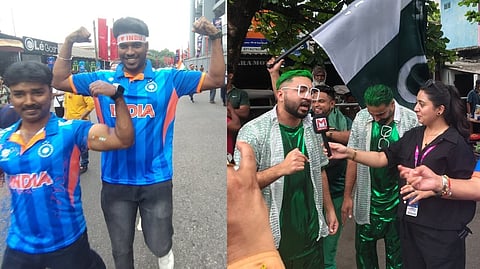 Fans near the R. Premadasa Stadium in Colombo ahead of the India vs. Pakistan ICC T20 World Cup fixture on Sunday.