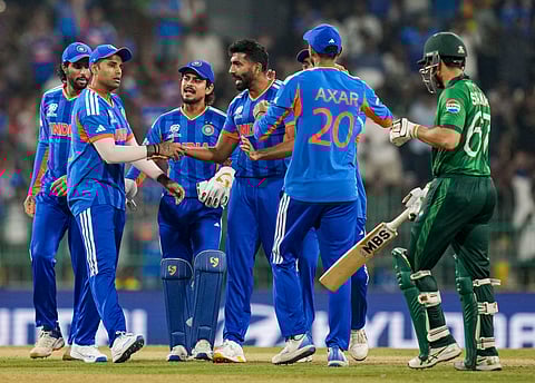 India players celebrate a wicket