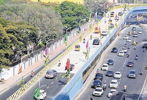 Chief Minister MK Stalin on Sunday inaugurated the newly-constructed L-shaped flyover at Madhya Kailash aimed at alleviating chronic traffic congestion at the Sardar Patel Road-Rajiv Gandhi Salai junction.