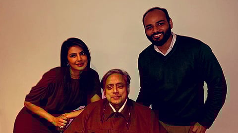 Senior Congress MP Shashi Tharoor with actress Priyanka Chopra at India Conference 2026 held in Harvard University, United States
