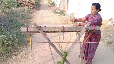 An artisan weaving in Patur, Nellore district.