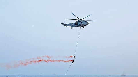Rehearsals for operational demonstrations by the Indian Navy underway in Visakhapatnam, ahead of IFR and MILAN on Monday 