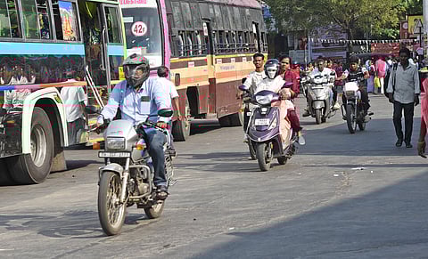 As per rules, entry of vehicles other than buses is banned into the bus stand. But at any given time of the day, two-wheelers and autorickshaws can be seen entering the facility