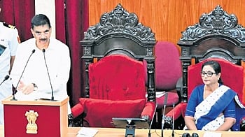 Governor Hari Babu Kambhampati addressing the Odisha Assembly on Tuesday