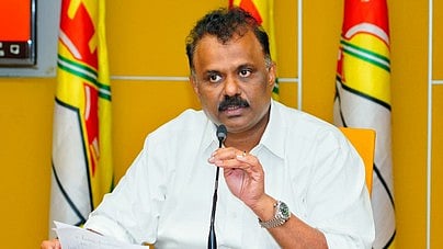 Andhra Pradesh Revenue Minister Anagani Satya Prasad addressing the media on Monday. 