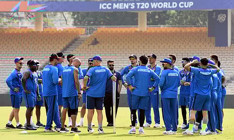 File picture of Afghanistan cricket team training at the MA Chidambaram Stadium