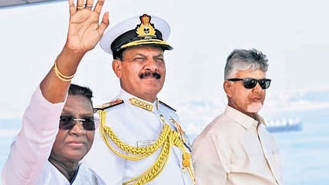President Droupadi Murmu, who is also the Supreme Commander of the Armed Forces, reviewed nearly 71 frontline ships.