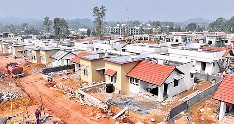 Houses nearing completion at the Elston Estate in Wayanad