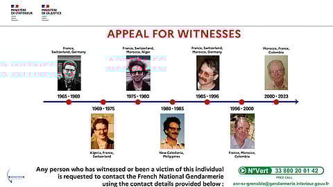 This Gendarmerie appeal published Monday, Feb. 10, 2026, on the Ministry of Interior website shows a call for witnesses in the Laveugle case. French authorities have revealed the identity of a 79-year-old man accused of raping and sexually assaulting 89 minors over five decades.