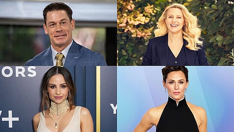 (L top) John Cena; (L bottom) Aimee Carrero; (R top) Kate McKinnon; (R bottom) Jennifer Garner