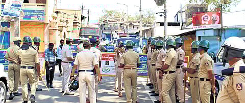 Heavy police deployment after stones were thrown at a Shivaji Maharaj Jayanti procession in the old city of Bagalkot on Thursday