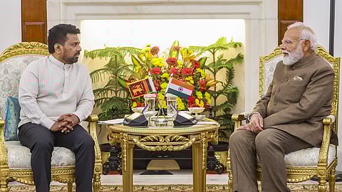 Prime Minister Narendra Modi during a meeting with Sri Lankan President Anura Kumara Dissanayake