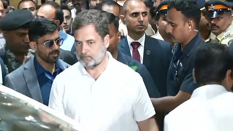 Rahul Gandhi at Mumbai airport ahead of his Bhiwandi court appearance in 2014 RSS defamation case.