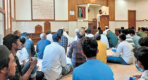 Believers gathered at Edavanna mosque (Jamalangadi palli) in Malappuram when khutbah was delivered in Urdu last Friday 