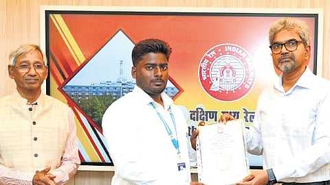 Sandeep Rawat, Station Master, Duggirala, who noticed an abnormal sound from a wagon and ensured its removal after inspection. 