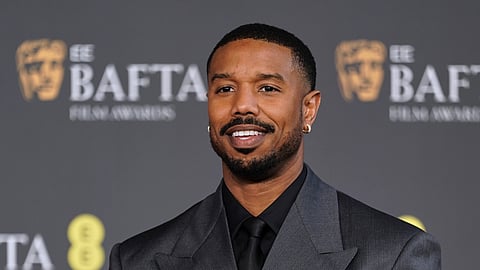 Michael B. Jordan poses for photographers upon arrival at the 79th British Academy Film Awards, BAFTA's, in London, Sunday, Feb. 22, 2026. 
