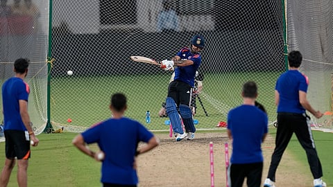 Indias Ishan Kishan during a practice session ahead of the ICC Men's T20 World Cup 2026 cricket match between India and Zimbabwe, at M. A. Chidambaram Stadium in Chennai, Tuesday, Feb. 24, 2026. 