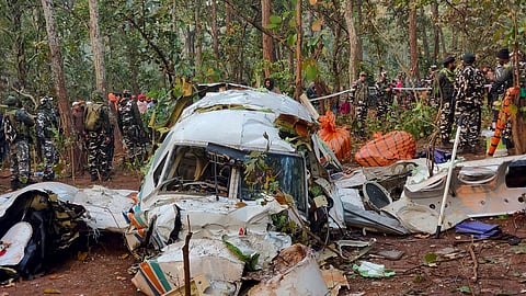 Air ambulance that crashed in Jharkhand.