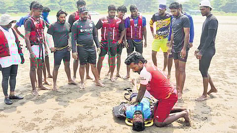 Fishermen undergoing Sea Rescue Squad training