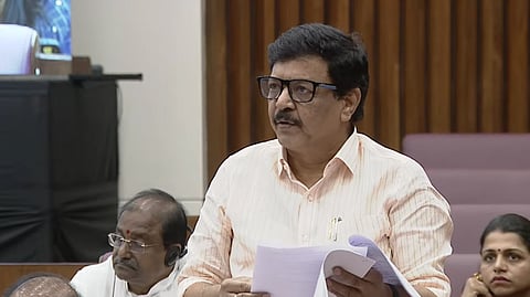 Minister Kandula Durgesh during the council session on Wednesday.