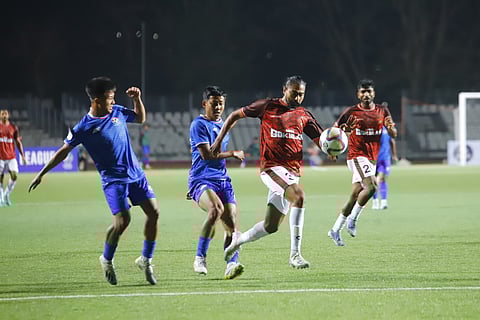 Chanmari FC and Gokulam Kerala FC in action on Friday