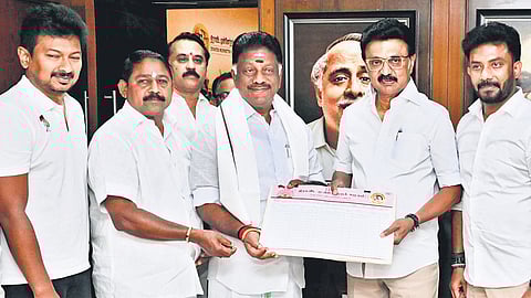 O Panneerselvam joining the DMK in the presence of CM MK Stalin on Friday 