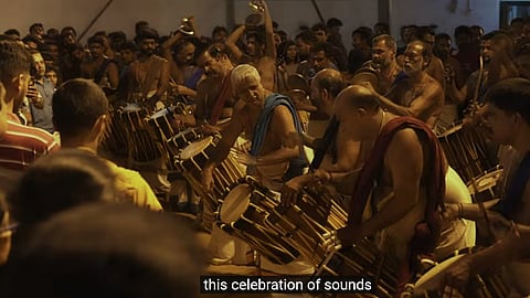A scene from the documentary 'Drumming into silence'
