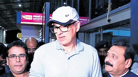 Jammu and Kashmir Chief Minister Omar Abdullah at the Hubballi Airport on Friday  | d hemanth