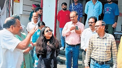 Mayor and the CMC commissioner inspecting hoardings in Cuttack.