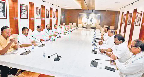 Seat-sharing talks under way between the DMK and the Congress in Chennai on Saturday 