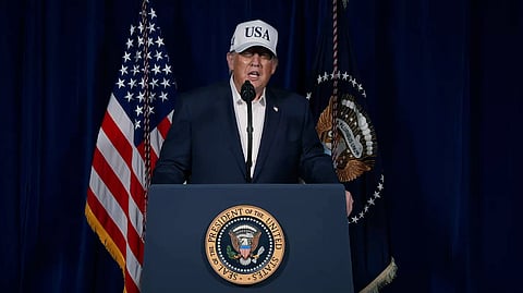 US President Donald Trump announces the beginning of a major attack against Iran on Saturday, Feb. 28, 2026.