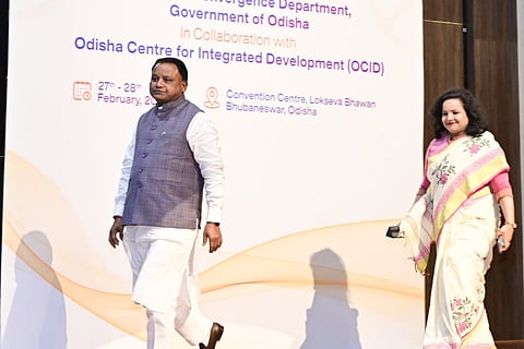 Chief Minister Mohan Charan Majhi accompanied by chief secretary Anu Garg, on way to address Vikash Manthan 1.0