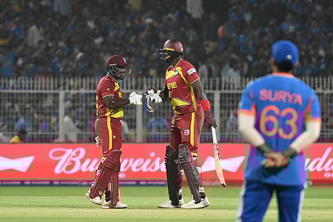 Jason Holder and Rovman Powell strung an unbeaten 76-run partnership on Sunday